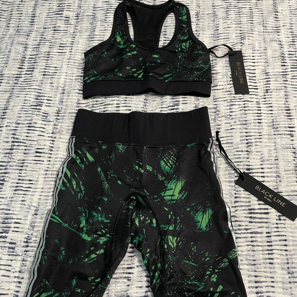 Noli Yoga Dark Palm Biker Short and Bra Set